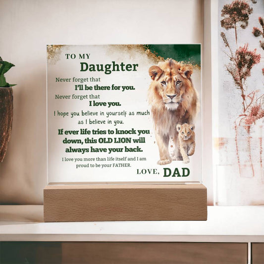 Gift for Daughter from Dad - Proud of You Lion Plaque
